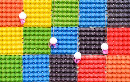 Colorful background background from egg traysの写真素材