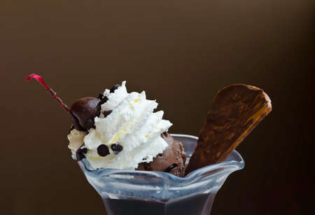 Chocolate ice cream sundaeの写真素材