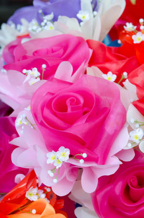 Artificial rose flowers bouquetの写真素材