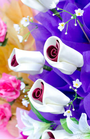 Artificial rose flowers bouquetの写真素材