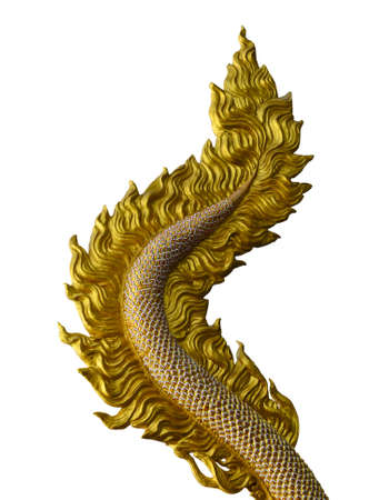 Dragon tail sculpture isolated on white background with working pathの写真素材
