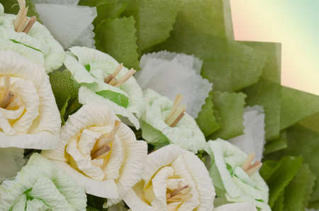 roses flower wreath for use in Thai funeralの写真素材