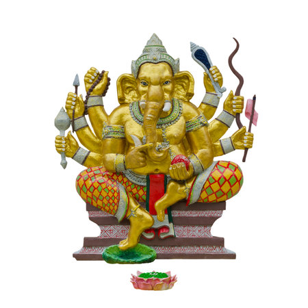 Hindu god Ganesha isolated on white background with working pathの写真素材