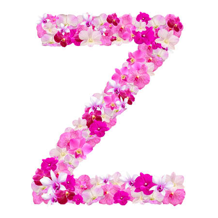 Letter Z from orchid flowers isolated on white with working pathの写真素材
