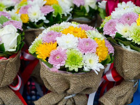 Bunch of colorful flowers bouquetの写真素材