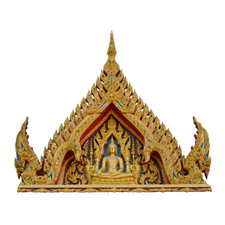 Traditional Thai style  front of temple' s roof isolated on white with working pathの写真素材