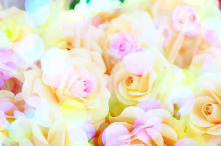 Soft focus artificial rose wood flowersの写真素材