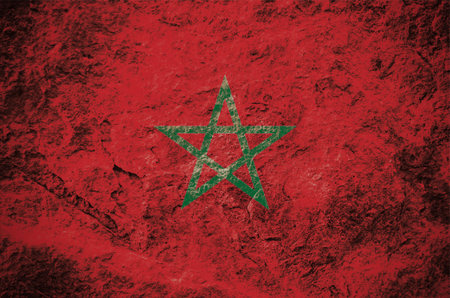 Kingdom of Morocco flag on grunge stone backgroundの写真素材