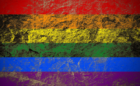 Rainbow Pride flag on grunge stone backgroundの写真素材