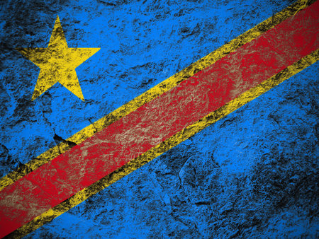 Republic of the Congo flag on grunge stone background