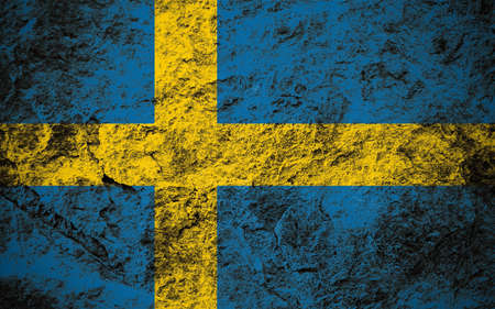 Kingdom of Sweden flag on grunge stone backgroundの写真素材