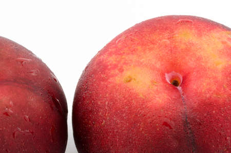Close up of Red peach, isolated on white backgroundの写真素材