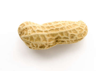 Macro closeup of Peanuts, isolated on white backgroundの写真素材