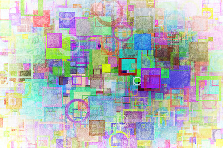 Colorful random circles or bubbles shape & pattern for design backgroundの写真素材