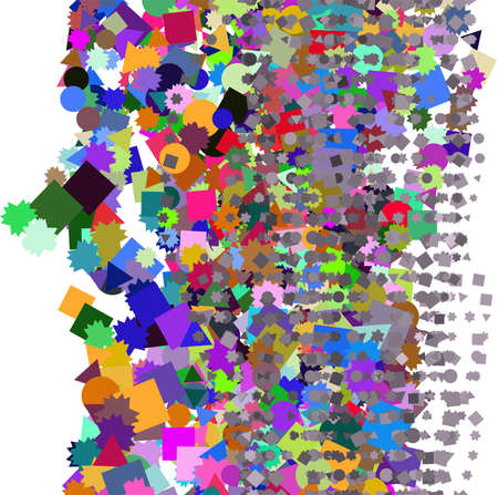 Vector graphic. Colored abstract overlapping mixed shape pattern. Good for web page, wallpaper, graphic design, catalog, texture or background.のイラスト素材