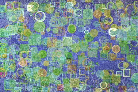 Random circle, square & rectangle shape, digital generative art for design texture & background,...