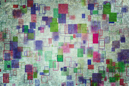 Random square & rectangle shape, digital generative art for design texture & background, grunge & roughの写真素材