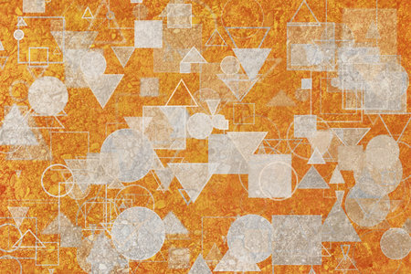 Random circle, square, rectangle & triangle shape, digital generative art for design texture &...