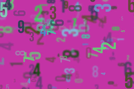 Colorful & blur number from 0 to 9, word cloud for education or learning conceptual, for design wallpaper, texture or backgroundの写真素材