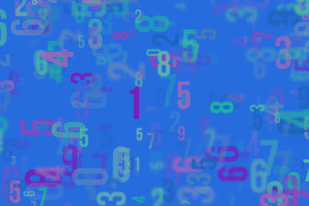 Colorful & blur number from 0 to 9, word cloud for education or learning conceptual, for design wallpaper, texture or backgroundの写真素材