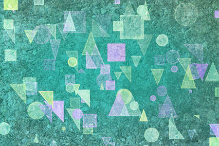 Random circle, square, rectangle & triangle shape, digital generative art for design texture & background, grunge & roughの写真素材