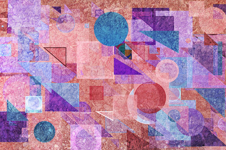 Random circle, square, rectangle & triangle shape, digital generative art for design texture &...