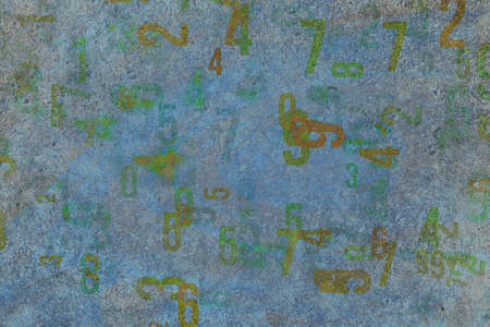 Colorful & blur number from 0 to 9, word cloud for education or learning conceptual, for design wallpaper, texture or background, grunge & roughの写真素材