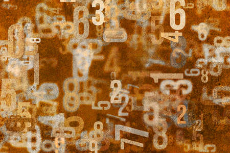 Colorful & blur number from 0 to 9, word cloud for education or learning conceptual, for design wallpaper, texture or background, grunge & roughの写真素材