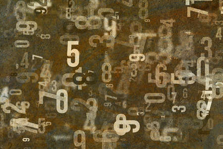 Colorful & blur number from 0 to 9, word cloud for education or learning conceptual, for design wallpaper, texture or background, grunge & roughの写真素材