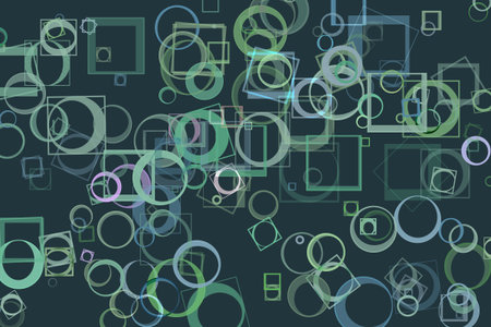 Random circle, square & rectangle shape, digital generative art for design texture & backgroundの写真素材