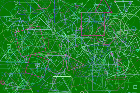 Random circle, square, rectangle & triangle shape, digital generative art for design texture &...