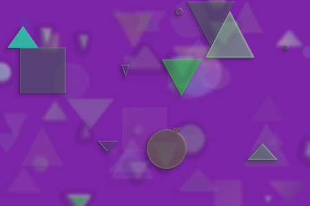 Abstract embossed & random circle, square, rectangle & triangle shape, digital generative art for design texture & backgroundの写真素材