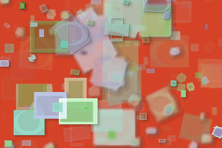Abstract embossed & random square & rectangle shape, digital generative art for web page, graphic design, catalog, textile or texture printing & backgroundの写真素材