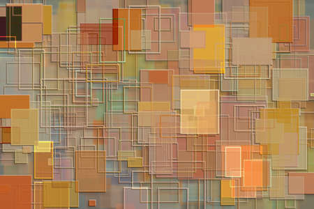 Abstract embossed & random square & rectangle shape, digital generative art for design texture & backgroundの写真素材