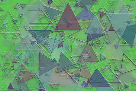 Abstract embossed & random triangle shape, digital generative art for web page, graphic design, catalog, textile or texture printing & backgroundの写真素材