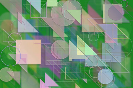 Abstract embossed & random circle, square, rectangle & triangle shape, digital generative art for...