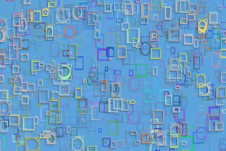 Abstract embossed & random square & rectangle shape, digital generative art for design texture & backgroundの写真素材