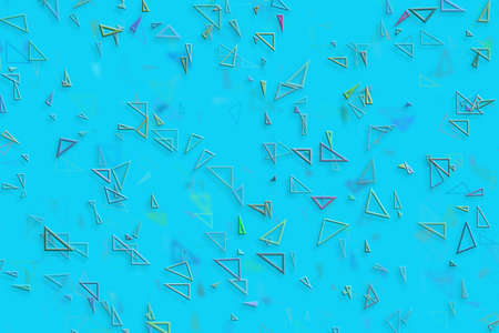 Abstract embossed & random triangle shape, digital generative art for web page, graphic design, catalog, textile or texture printing & backgroundの写真素材