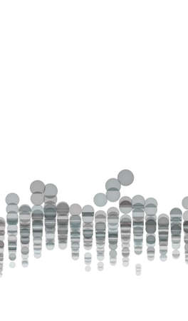 Colored abstract overlapping circles, bubbles or ellipses, pattern, digital generative art for design texture & background, isolated on white.の写真素材