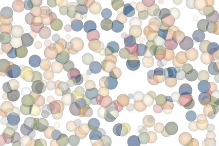 Random colored abstract overlapping circles, bubbles or ellipses, digital generative art for design...