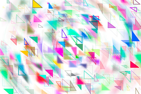 Abstract motion blur, soft blend, random triangle shape art, digital generative on white background...
