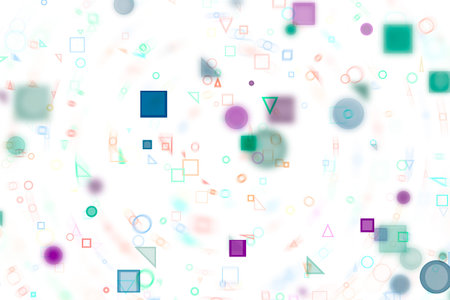 Abstract motion blur, soft blend, random circle, square & rectangle shape art, digital generative on...