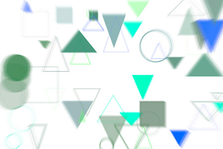 Abstract motion blur, soft blend, random circle, square, rectangle & triangle shape art, digital...