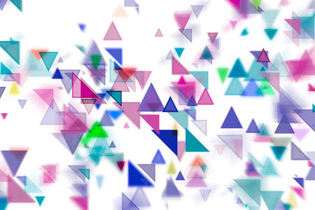 Abstract motion blur, soft blend, random triangle shape art, digital generative on white background for web page, graphic design, catalog, textile or texture printing.の写真素材