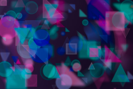 Random circle, square, rectangle & triangle shape, digital generative art for web page, graphic...