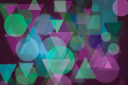 Random circle, square, rectangle & triangle shape, digital generative art for web page, graphic...