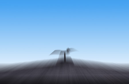 Abstract motion blur on rooftop & sky