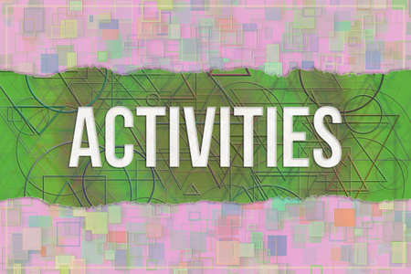Activities, information technology conceptual words with colorful shapes pattern as background for web page, graphic design, catalog or wallpaper.の写真素材
