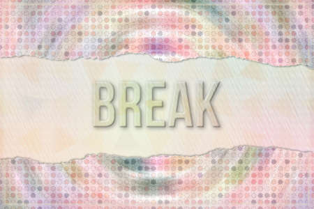 Break, travel & holiday conceptual words with abstract overlapping shape pattern as background. Good for web page, graphic design, catalog or texture.の写真素材