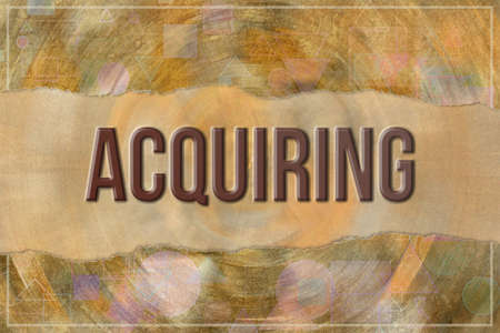 Acquiring, business & finance conceptual words, with texture background for web page, graphic design, catalog or wallpaper.の写真素材
